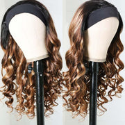 Honey Blonde Ombre Highlight Body Wave Headband Wigs 150% Density
