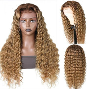 Flash Sale Honey Blonde Wig with Brown Roots Deep Wave Lace Front Wig