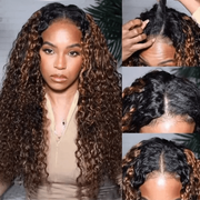 Glueless U Part Brown Ombre Water Wave Wig For Beginner
